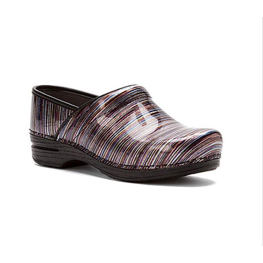 Dansko Pro XP Clog Grey Striped Patent Slip on Shoes Women’s 39 (8.5-9) Workwear